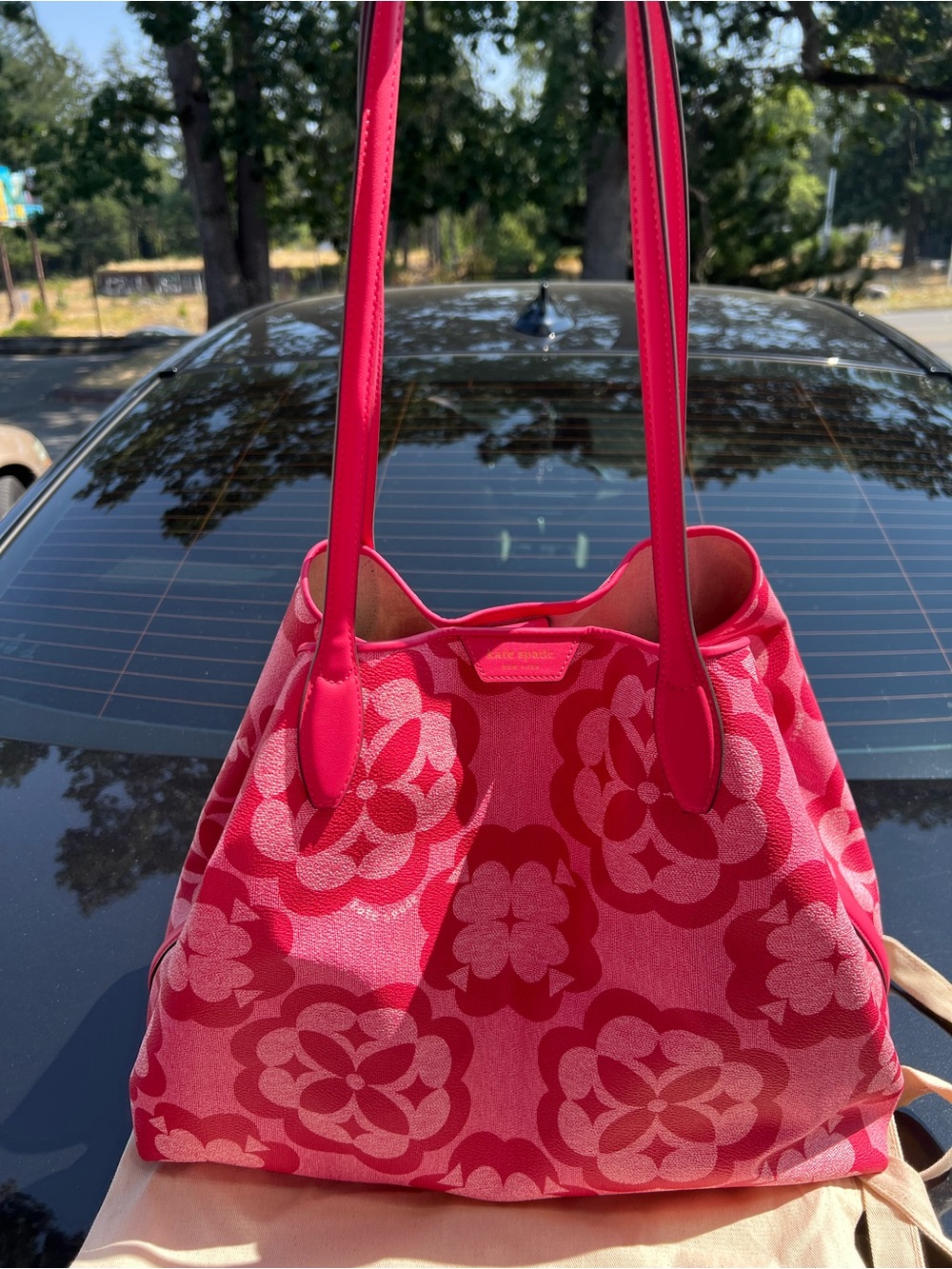 NWT Kate Spade oversized monogram floral tote with wristlet